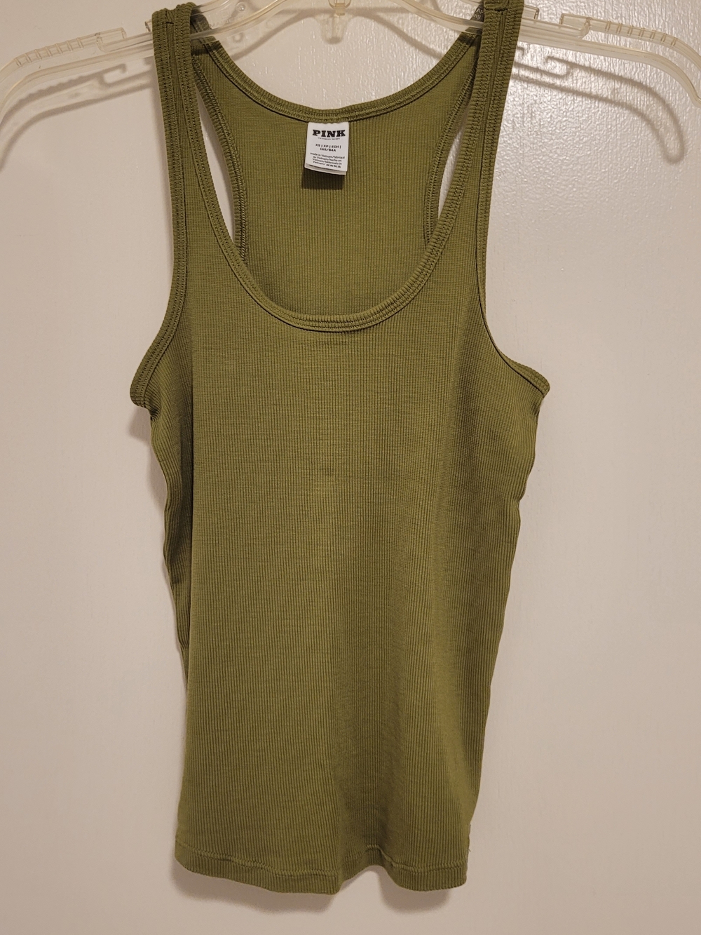 PINK Victoria's Secret Olive Ribbed Tank Top XS